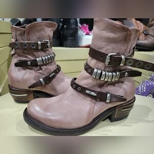NIB A.S.98 IVES Grunge PINK Women's Leather Ankle Boots 37